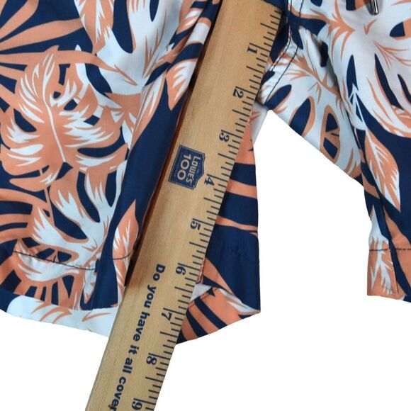 Onia Men's Swim Trunks Small Tropical Print Blue Peach White Elastic Waist Lined - Picture 6 of 7